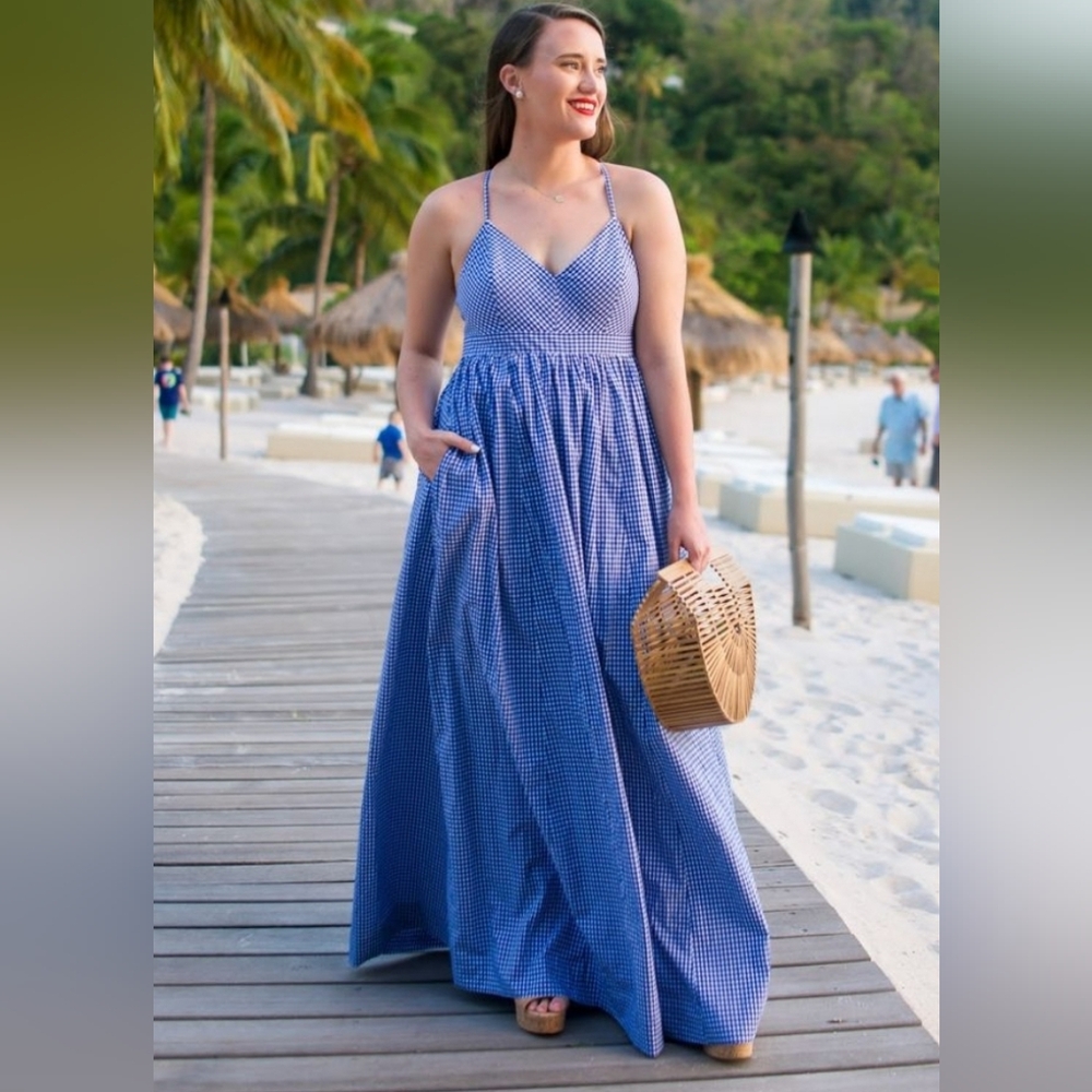 J. Crew Gingham Maxi Dress